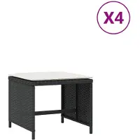 vidaXL Tuinkrukken 4 st met kussens 41x41x36 cm poly rattan zwart