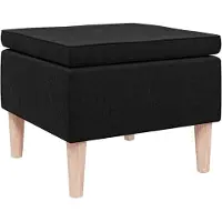 vidaXL Kruk met houten poten stof zwart