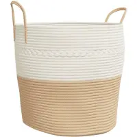 vidaXL Opbergmand Ø 43x38 cm katoen beige en wit