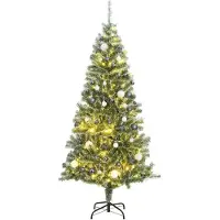 vidaXL Kunstkerstboom met 300 LED's kerstballen en sneeuw 240 cm