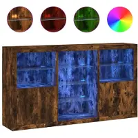 vidaXL Dressoir met LED-verlichting 181,5x37x100 cm gerookt eikenkleur