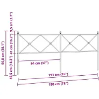 vidaXL Vervangend hoofdbord 193 cm metaal zwart