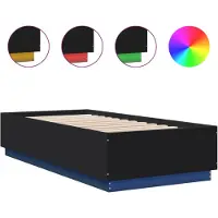 vidaXL Bedframe met LED-verlichting bewerkt hou zwart 100x200 cm