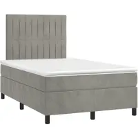 vidaXL Boxspring met matras fluweel lichtgrijs 120x190 cm