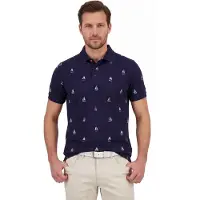 A Fish Named Fred donkerblauw print polo slim fit