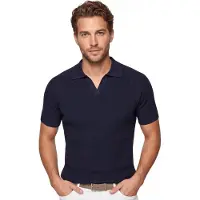 Profuomo Donkerblauwe polo normale fit knitted