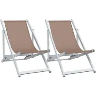 vidaXL Opklapbare stoelen, 2 stuks, bruin aluminium en textilene.