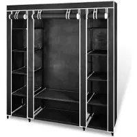 vidaXL Kledingkast met vakken en stangen 45x150x176 cm stof zwart