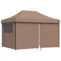 vidaXL Partytent inklapbaar pop-up met 4 zijwanden bruin