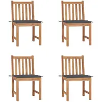 vidaXL Tuinstoelen, 4 stuks, met kussens, massief teakhout