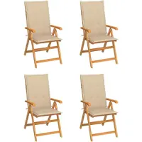 vidaXL Inklapbare stoelen 4 st met beige kussens massief teakhout