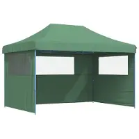 vidaXL Partytent inklapbaar pop-up met 3 zijwanden groen