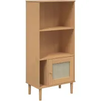 vidaXL Boekenkast SENJA rattan-look 60x35x130 cm grenenhout bruin
