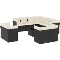 vidaXL 12-delige loungeset voor de tuin met kussens, zwart, polyrotan