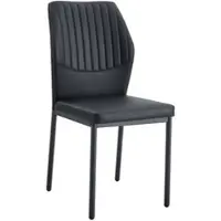 MODFU Eetkamerstoelen Set Van 4 - Met Verticale Rugleuning - Modern - Voor Eetkamer Of Woonkamer - Metaal En Imitatieleer - Zwart