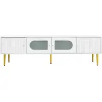 STILVORA Tv-Meubel - 4 Deuren Met Geruisloze Scharnieren En Kabeldoorvoer - Voor Woonkamer - Spaanplaat Wit Goud - 170x35x50 Cm