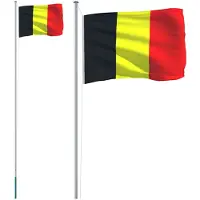 vidaXL Vlag met vlaggenmast België 6,08 m aluminium