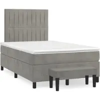 vidaXL Boxspring met matras fluweel lichtgrijs 120x200 cm