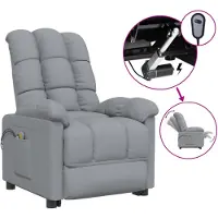 vidaXL Massagestoel elektrisch stof lichtgrijs