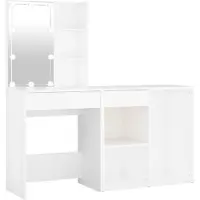 vidaXL Kaptafel met kastje en LED's bewerkt hout wit