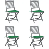 vidaXL Klapstoelen, 4 stuks, met kussens, gemaakt van massief acaciahout