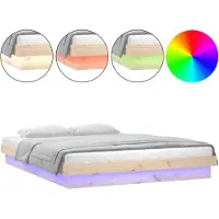 vidaXL Bedframe LED massief hout 120x190 cm