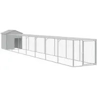 vidaXL Kippenhok met ren 117x813x123 cm staal lichtgrijs