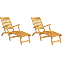 vidaXL Terrasstoelen 2 st met voetensteun massief acaciahout