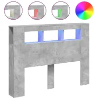 vidaXL Hoofdeinde met LED 140x18,5x103,5 cm bewerkt hout betongrijs