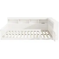 OKWISH Dagbed 140x200 cm - Met Stopcontact En USB - Met Lattenbodem - Met Opbergruimte Aan Zijkant - Voor Slaapkamer - Spanplaat;MDF - Zonder Matras - Wit