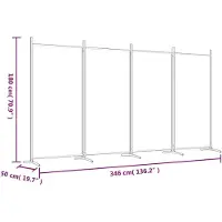 vidaXL Kamerscherm met 4 panelen 346x180 cm stof wit