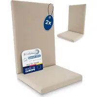 Beautissu QD-HL – Set van 2 Premium Tuinstoelkussens Hoge Rug 122x48 cm – 100% Waterdicht – Weerbestendig – Sneldrogend – UV-bestendig – Natuur