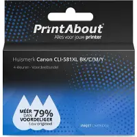 PrintAbout Inktcartridge CLI-581XL BK/C/M/Y 4-kleuren Multipack Hoge capaciteit geschikt voor Canon