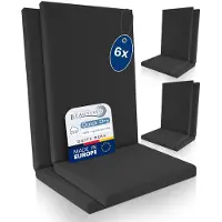 Beautissu QD-HL Set van 6 Premium Tuinstoelkussens Hoge Rug 122x48 cm 100% Waterdicht Weerbestendig Sneldrogend UV-bestendig Antraciet