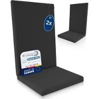 Beautissu QD-HL – Set van 2 Premium Tuinstoelkussens Hoge Rug 122x48 cm – 100% Waterdicht – Weerbestendig – Sneldrogend – UV-bestendig – Antraciet