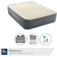 Intex luchtbed - 2 personen - 152 x 203 x 46 cm - Grijs - Met elektrische pomp, antraciet laken en reparatieset