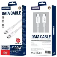 Jellico ELLICO USB-C naar USB-C Kabel – 100W PD & QC Snelladen – 1 Meter – E-Marker Chip – Geschikt voor Laptop, MacBook, Tablet & Smartphone – Wit (Model B22)
