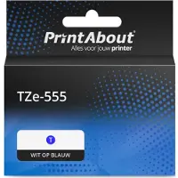 PrintAbout Tape TZe-555 Wit op blauw (24 mm) geschikt voor Brother