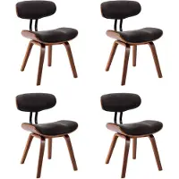 vidaXL Eetkamerstoelen 4 st gebogen hout en stof grijs