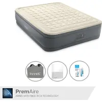 Intex luchtbed - 2 personen - 152 x 203 x 46 cm - Grijs - Met elektrische pomp, witte hoeslaken en reparatieset