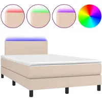 vidaXL Boxspring met matras en LED kunstleer cappuccinokleur 120x190cm