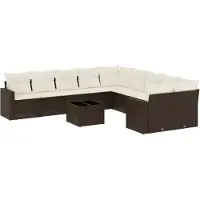 vidaXL 11-delige Loungeset met kussens poly rattan bruin