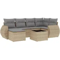 vidaXL 7-delige Loungeset met kussens poly rattan beige