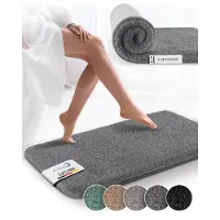 Beautissu BeauMare FL – Badmat Antislip 120x70 cm Antraciet – Hoogpolig Tapijt – Voor Vloerverwarming – Zacht Badmat voor Douche Badkuip WC