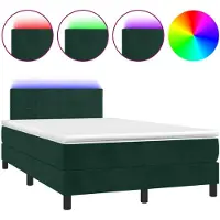 vidaXL Boxspring met matras en LED fluweel donkergroen 120x190 cm