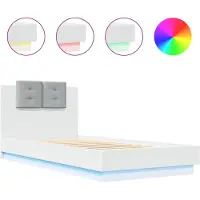 vidaXL Bedframe met hoofdbord en LED-verlichting wit 100x200 cm