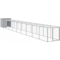 vidaXL Kippenhok met ren 110x1017x110 cm staal lichtgrijs