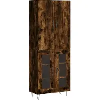 vidaXL Hoge kast 69,5x34x180 cm bewerkt hout gerookt eikenkleurig