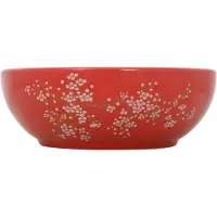 vidaXL Opzetwasbak rond Φ41x14 cm keramiek wit en rood