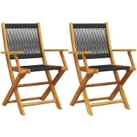 vidaXL Inklapbare stoelen 2 st massief acaciahout en polypropeen zwart